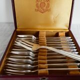 12 Vintage silver plated metal dessert forks by Saint Médard goldsmith 24 grs