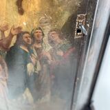 Half-moon corner cabinet decorated with a biblical scene, 19th century