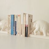 Paire de serre-livres anciens en céramique émaillée