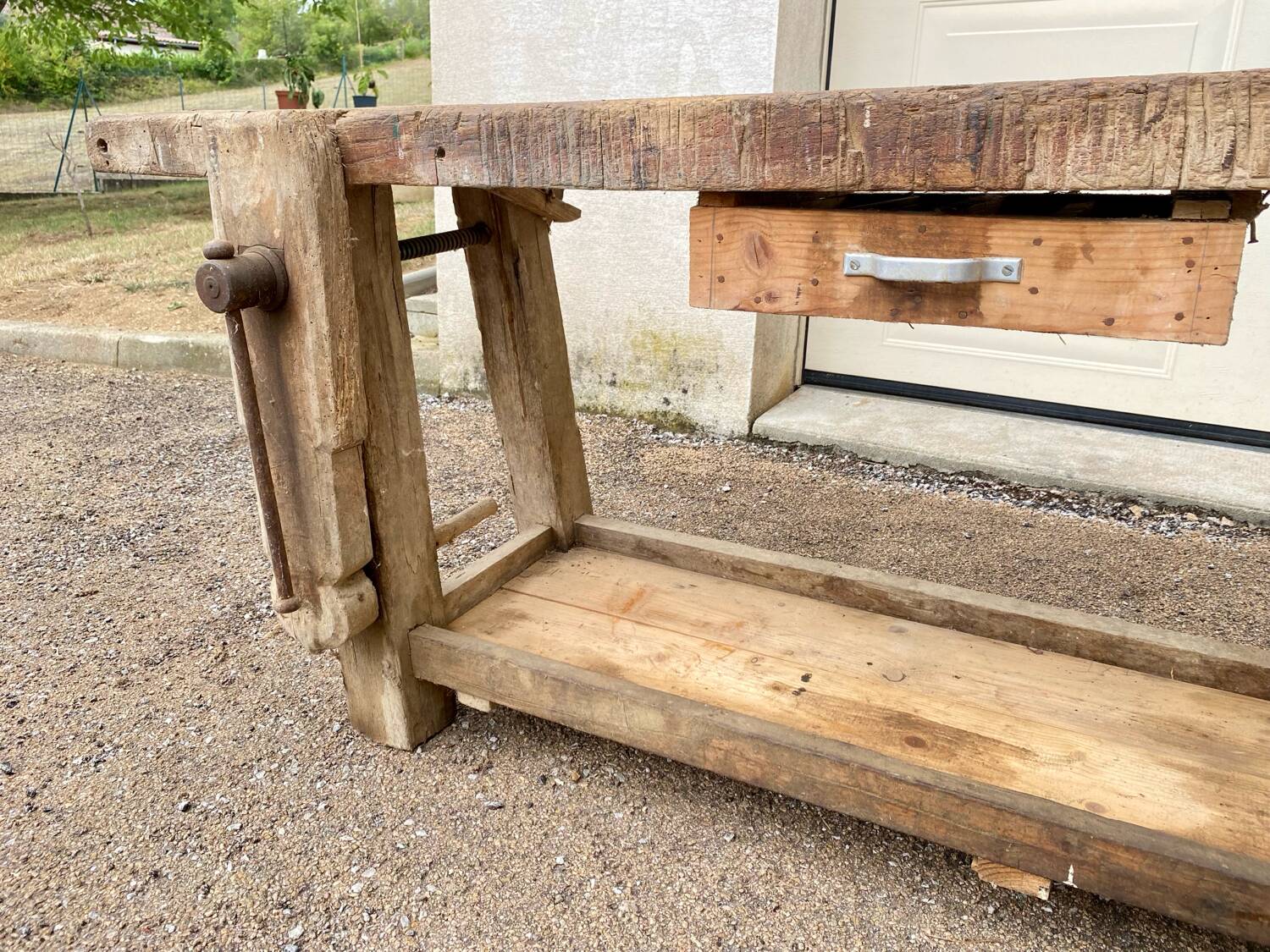 Antique French Carpenter's Workbench in Solid Beech – Early 20th Century