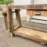Antique French Carpenter's Workbench in Solid Beech – Early 20th Century