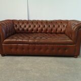 Light brown leather chesterfield sofa