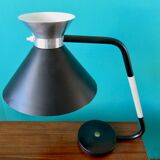 Modernist black and white "Jumo" desk lamp. Modernis France 1950