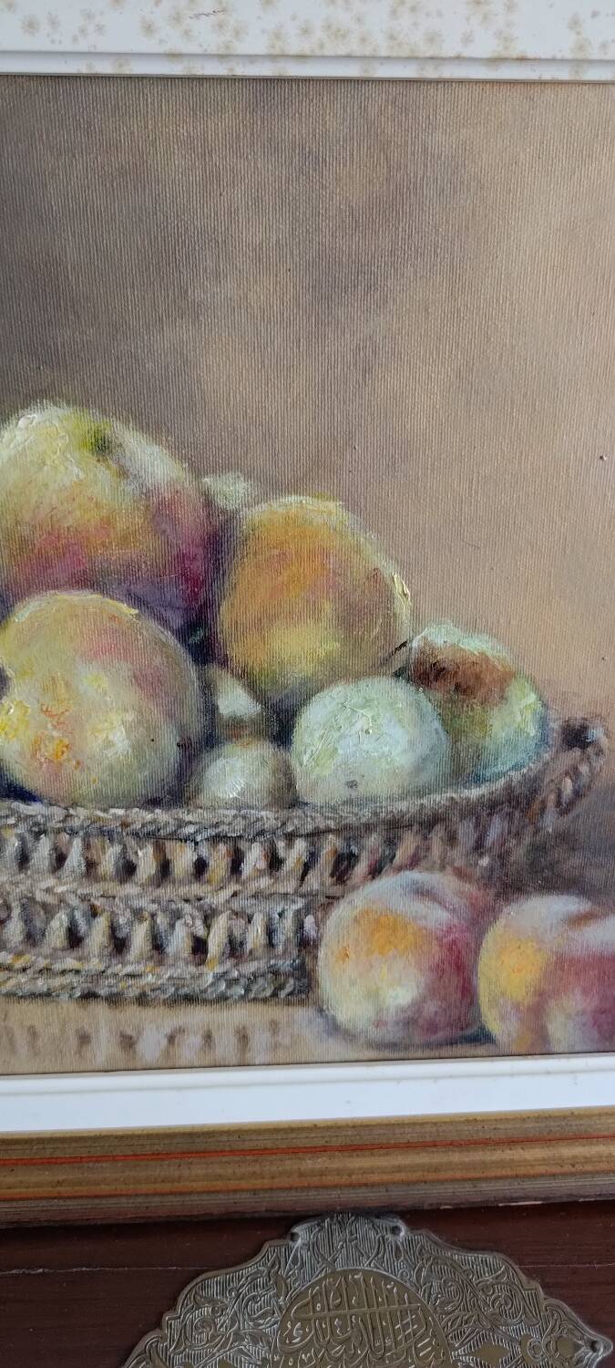 Tableau nature morte aux pêches