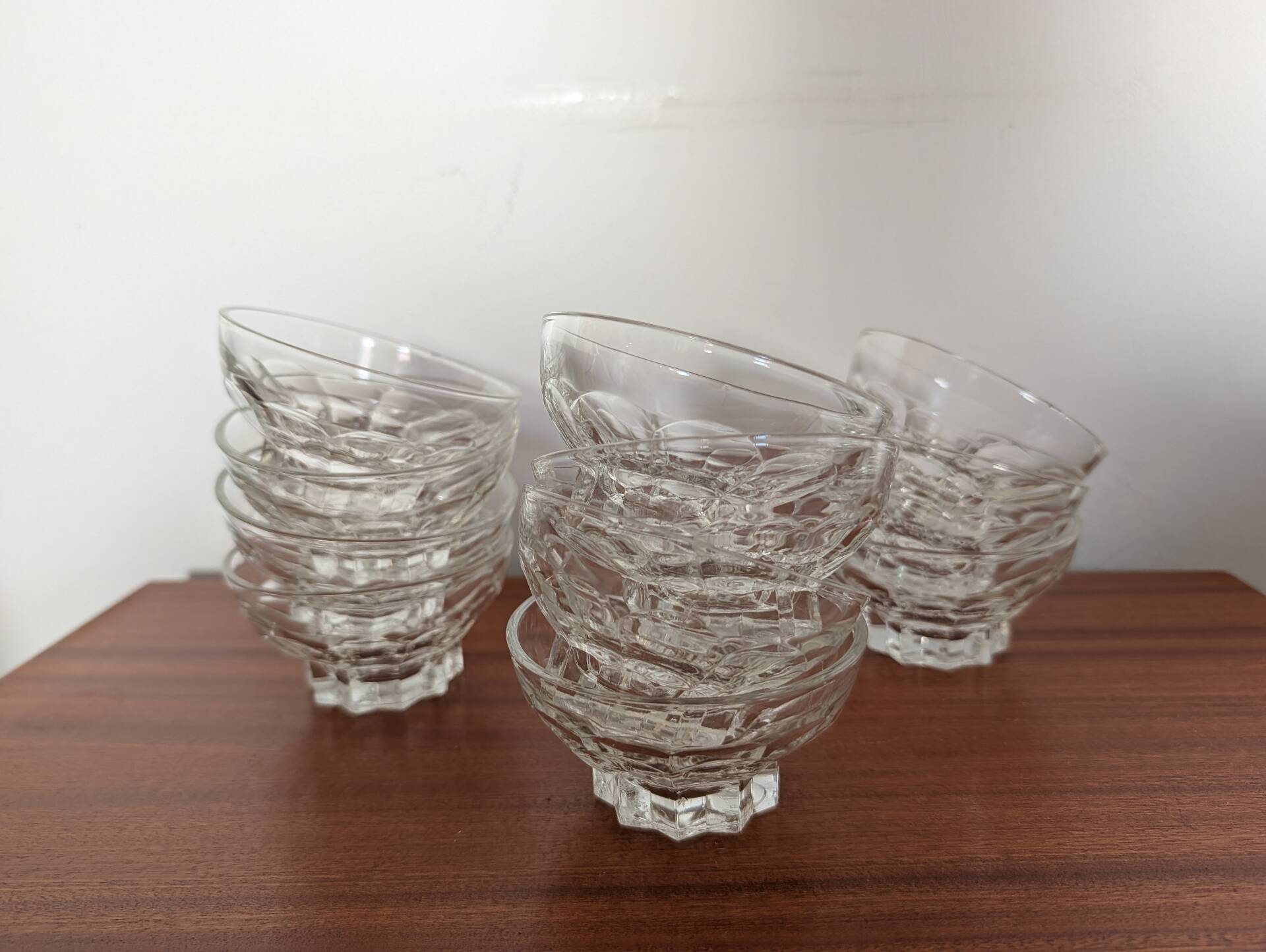 11 French moulded glass cups – 1970s