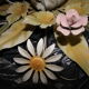 Vintage metal ceiling light painted with floral decoration