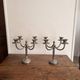 Pair of Silver Metal Candelabra Louis XVI 4 Light Candle Holders