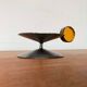 Brutalist Scandinavian candle holder in metal and glass by Gunnar Ander for Ystad, 1960s.