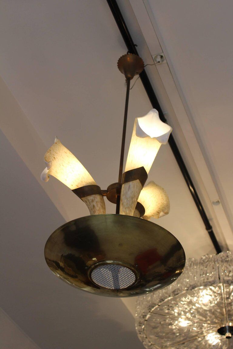 Italian chandelier with Cornucopias by Barovier Murano glass around 1960