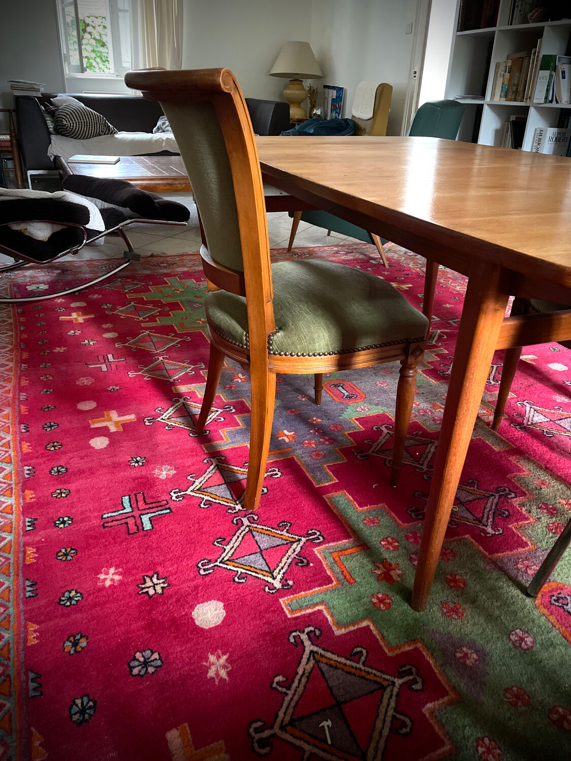 Set de 6 chaises Directoire en velours vert amande
