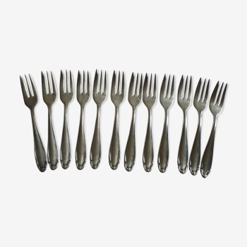 Set de 12 fourchettes a gateau en metal argenté