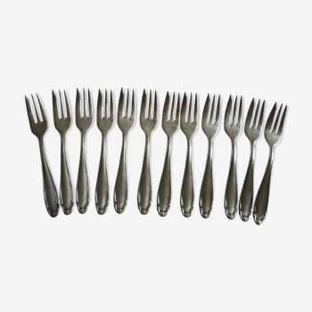 12 silver metal cake forks