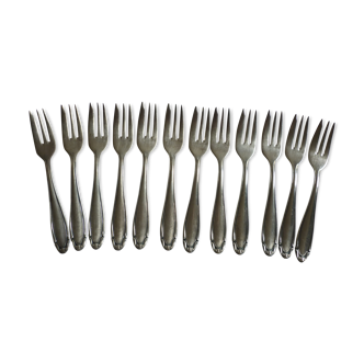 12 silver metal cake forks