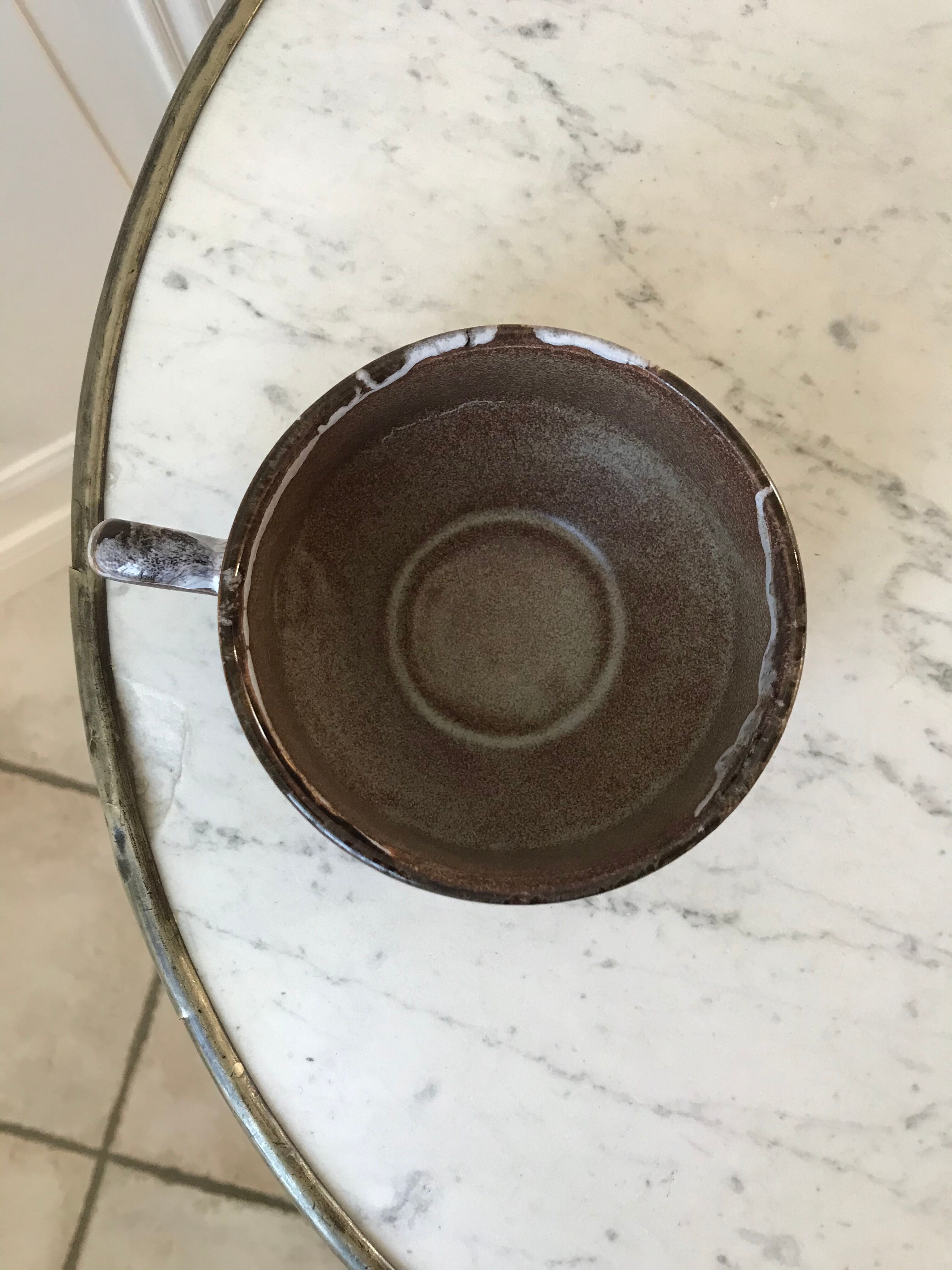 Stoneware cup signed Vallauris 70s