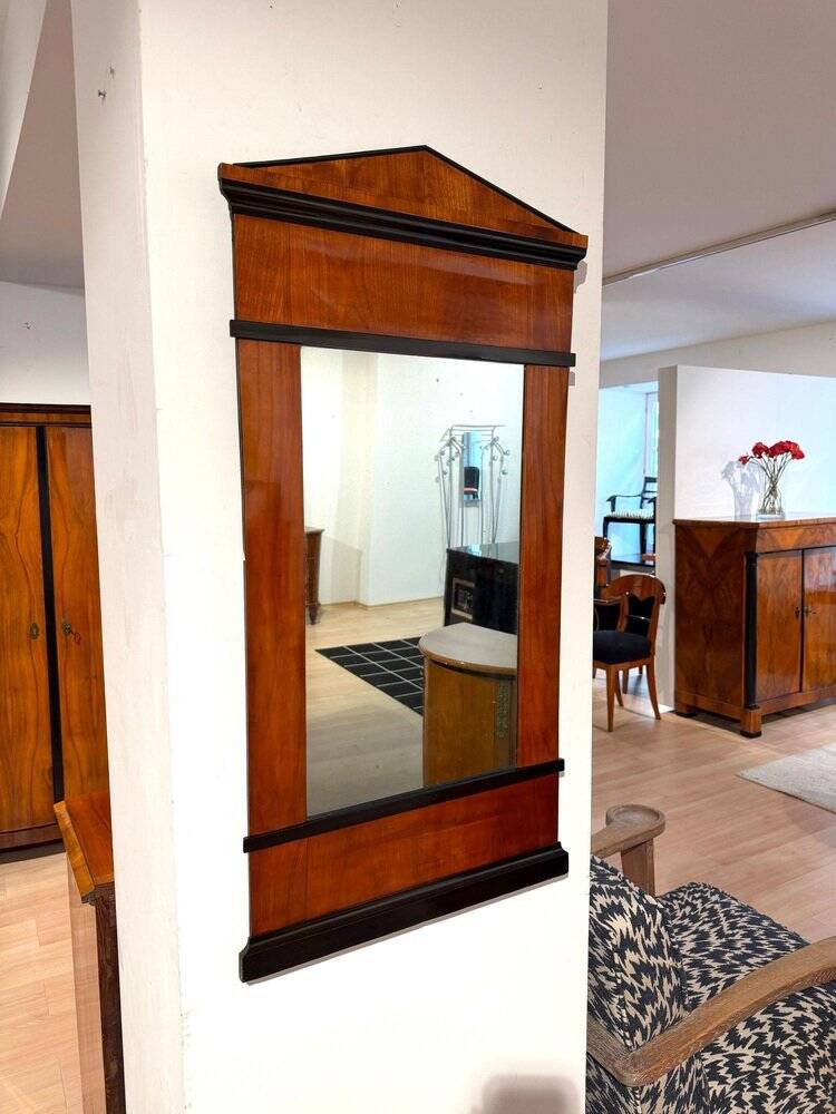 Biedermeier wall mirror with ebonised cherry veneer, South Germany, 1820