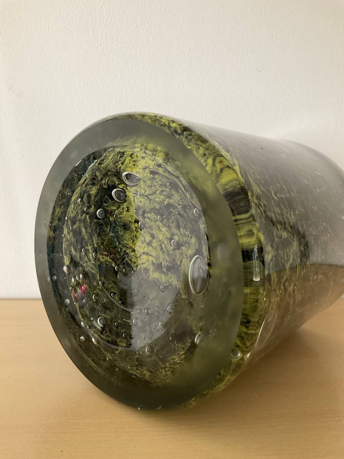 Pair of vintage flowerpots in bubbled glass paste