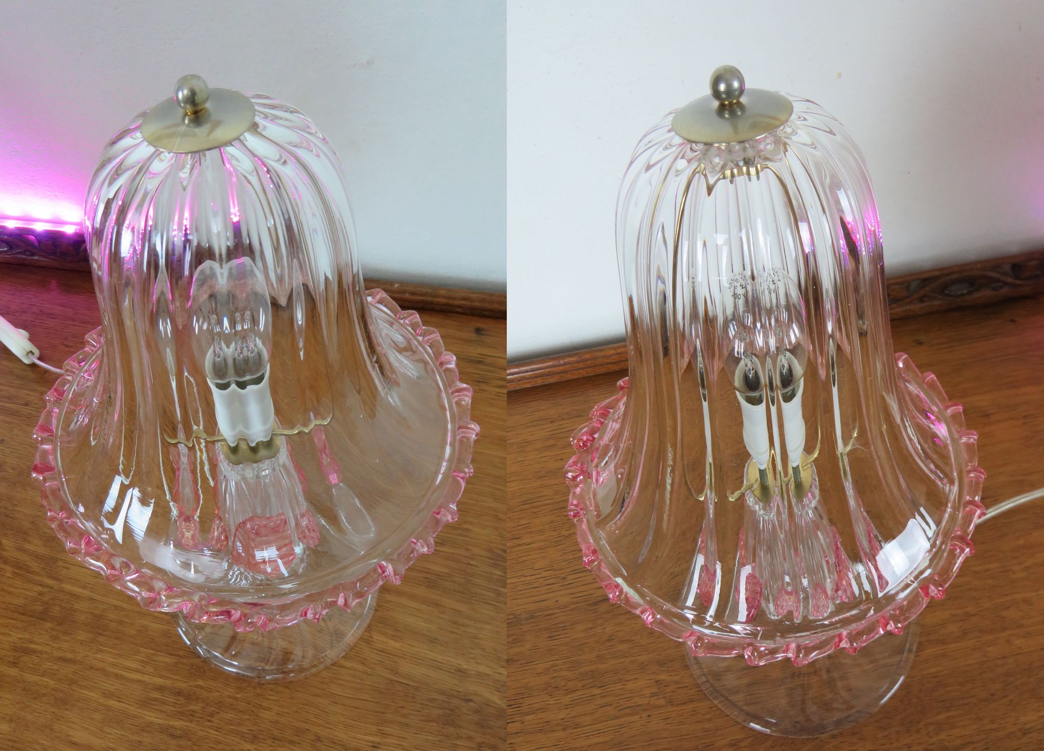 Pair of barovier and Toso (Murano) bedside lamps/table 1960s