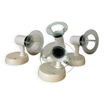 Set of 4 white adjustable spot lights from the 90s