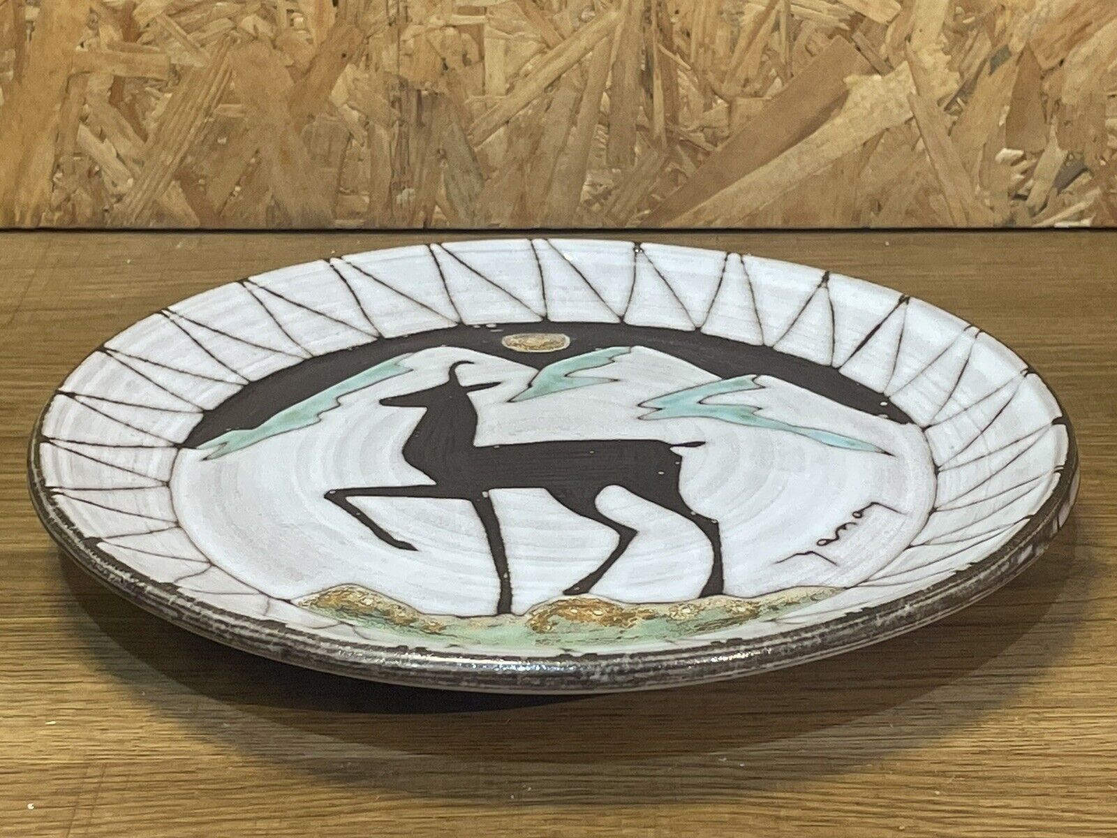 Decorative plate, ceramic XXth, Emile Masson, mountain décor, vintage