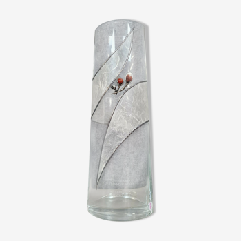 Krakoce leyspianski prestigieux long vase ovoïde oblong à décor de marqueterie de verre