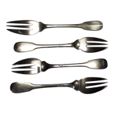 Set of 4 cake forks in solid silver