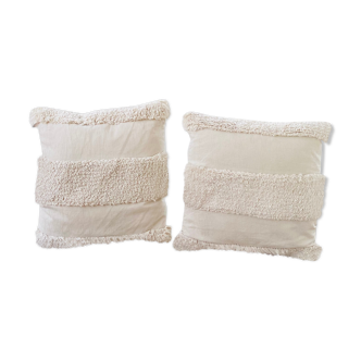 White square cushions