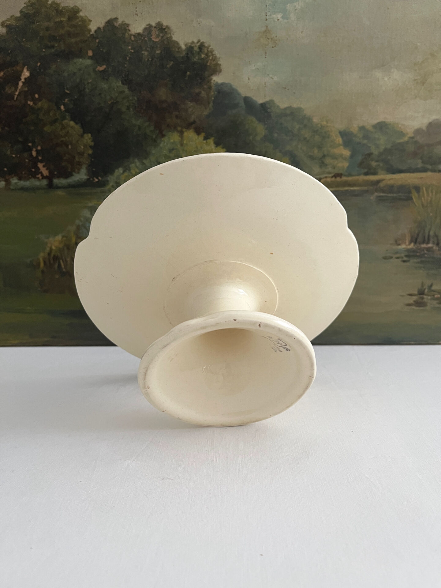 Antique compote in barbotine "Iris" Choisy le Roi