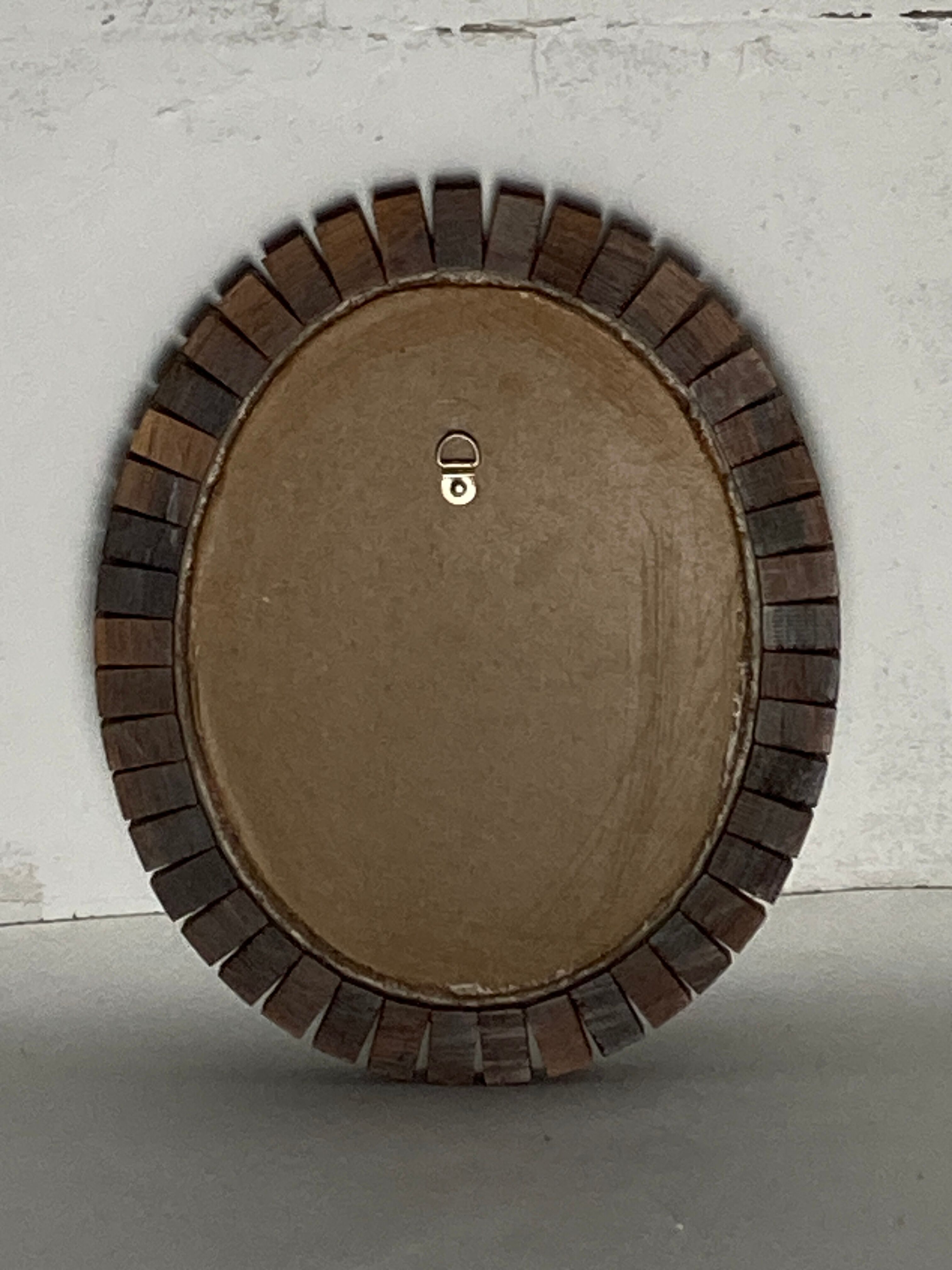 Mid-Century Danish Teak and Rosewood oval Mirror, 1960s