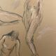 Charcoal painting signed study “the three women”