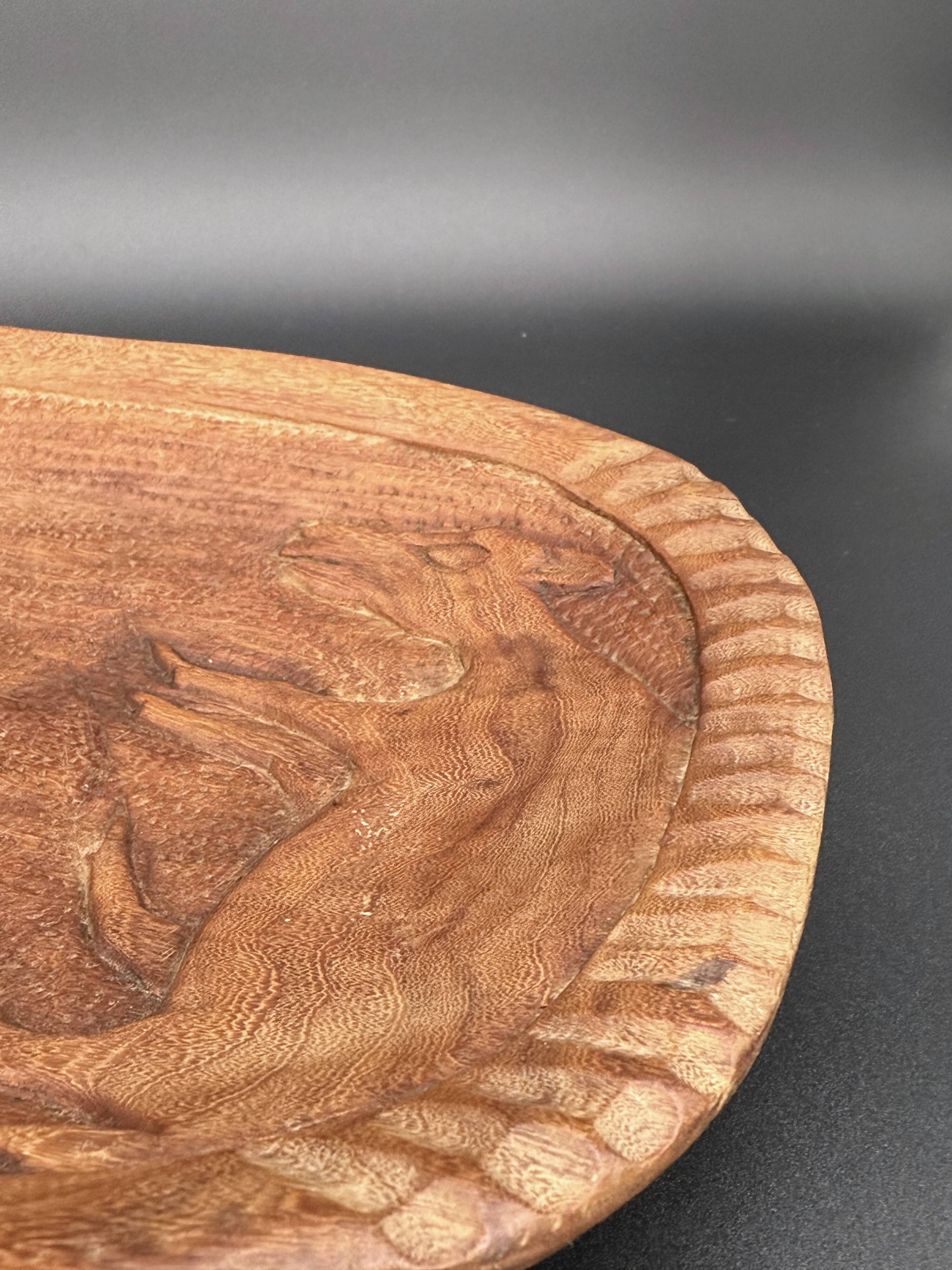 Large carved wall shelf – Stylized goat and billy goat in exotic wood