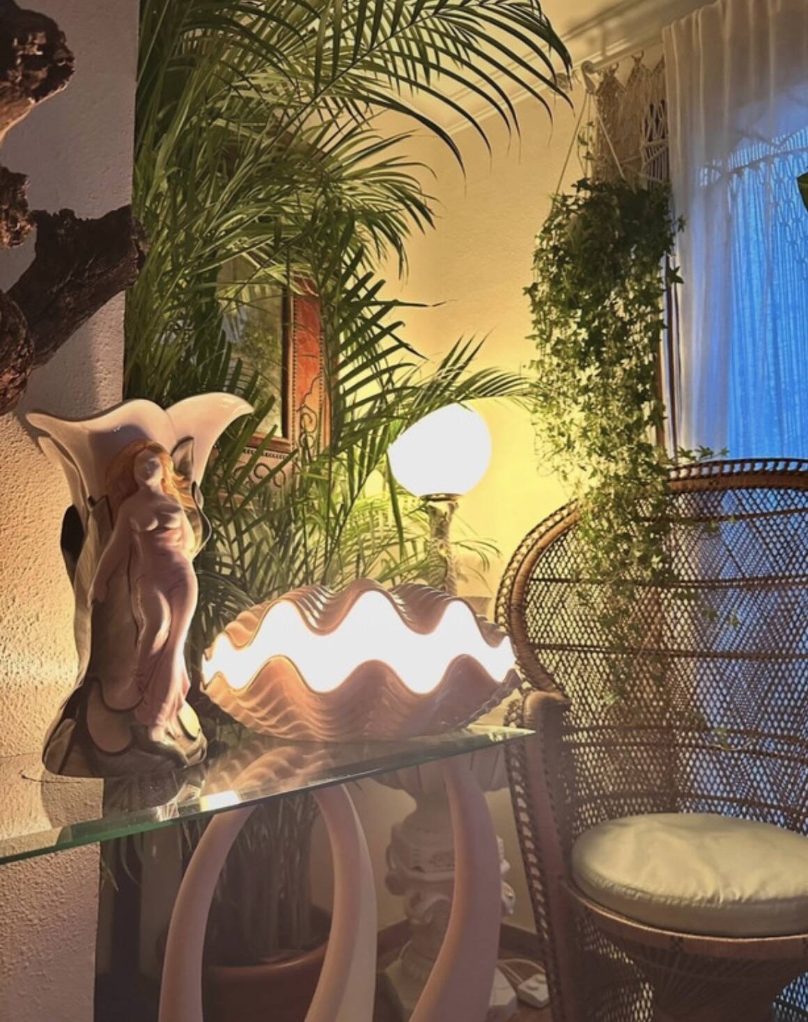 Paire de lampes en céramique nacrée en forme de coquillage, BON DÍA, années 60