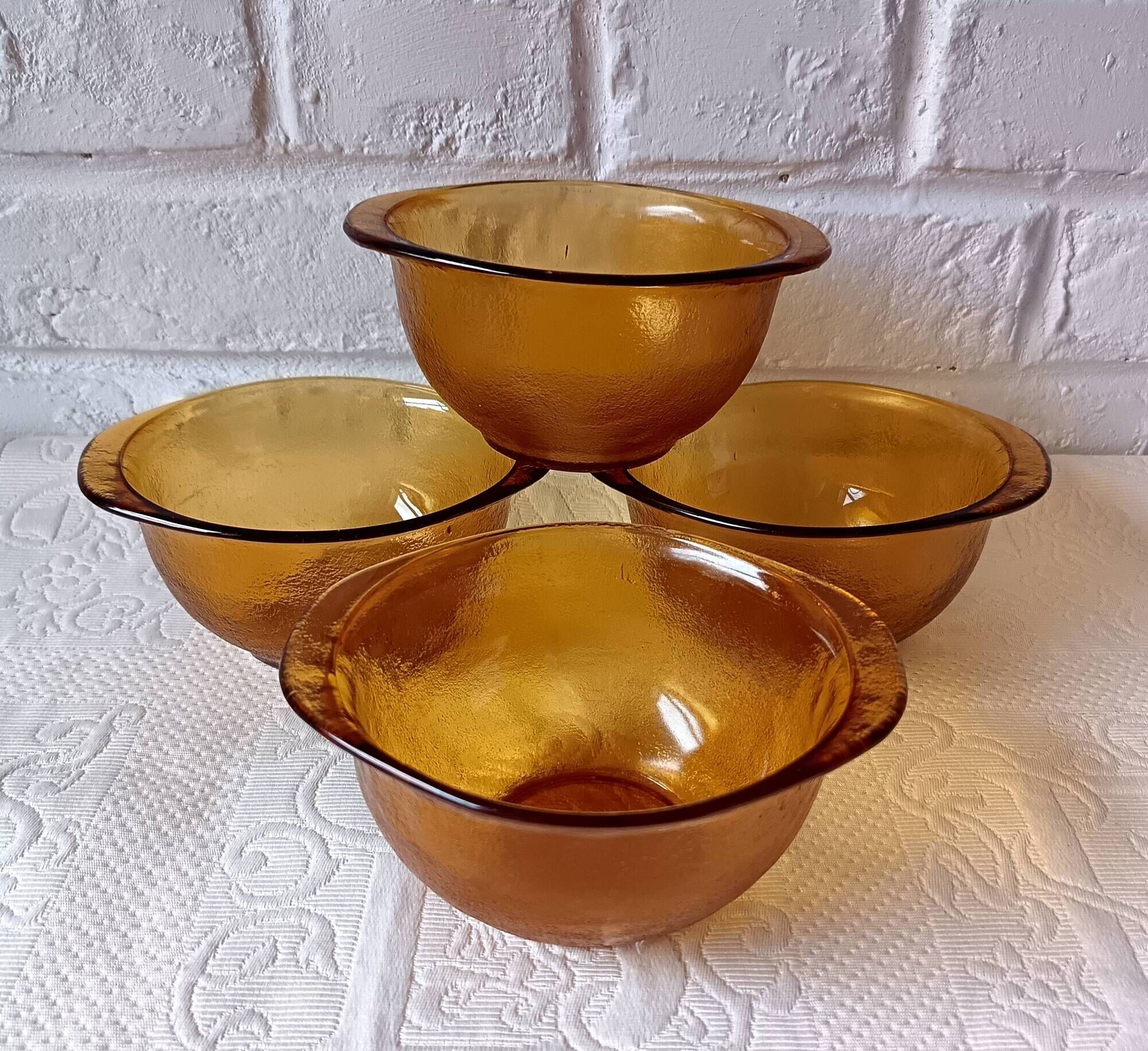 4 ear bowls Arcoroc Sierra, Vintage 70's bowls, France