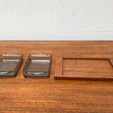 Plateau danois en teck du milieu du siècle avec verres de Lüthje Wood, lot de 3