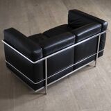 Canapé 2 places vintage Cassina LC2 par Charlotte Perriand et Le Corbusier