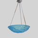 Old degue chandelier, suspension basin art deco 1 fire, in blue glass paste. signed degué