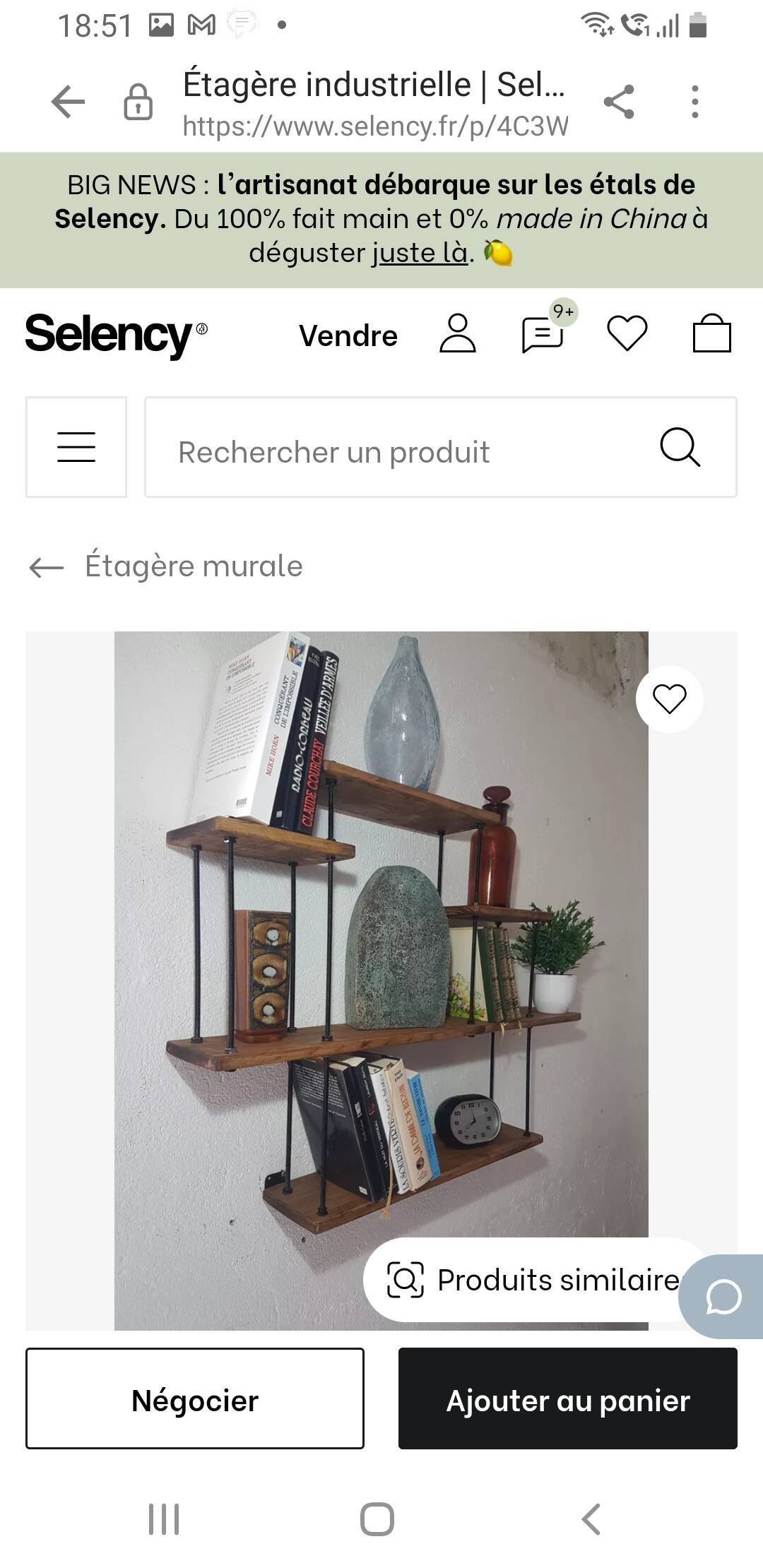 Industrial wall shelf