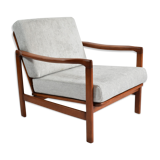 Original scandinavian armchair 60s, designer Z. Baczyk, delicate grey color, teak wood