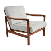 Original scandinavian armchair 60s, designer Z. Baczyk, delicate grey color, teak wood