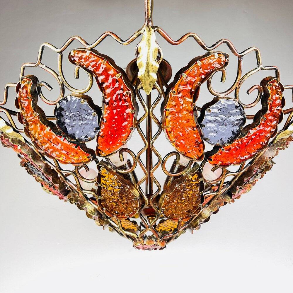 Lustre en métal et verre de Murano par MM Lampadari, années 1990