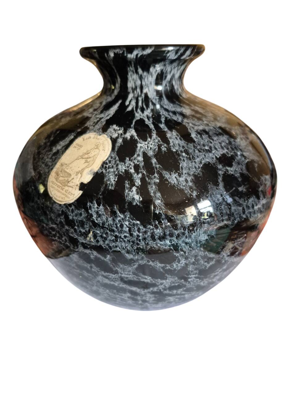 La Rochére marbled black and white ball vase, 20th century