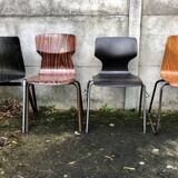 Set of 4 mismatched Dutch vintage chairs - Galvanitas, Eromes, Flottoto