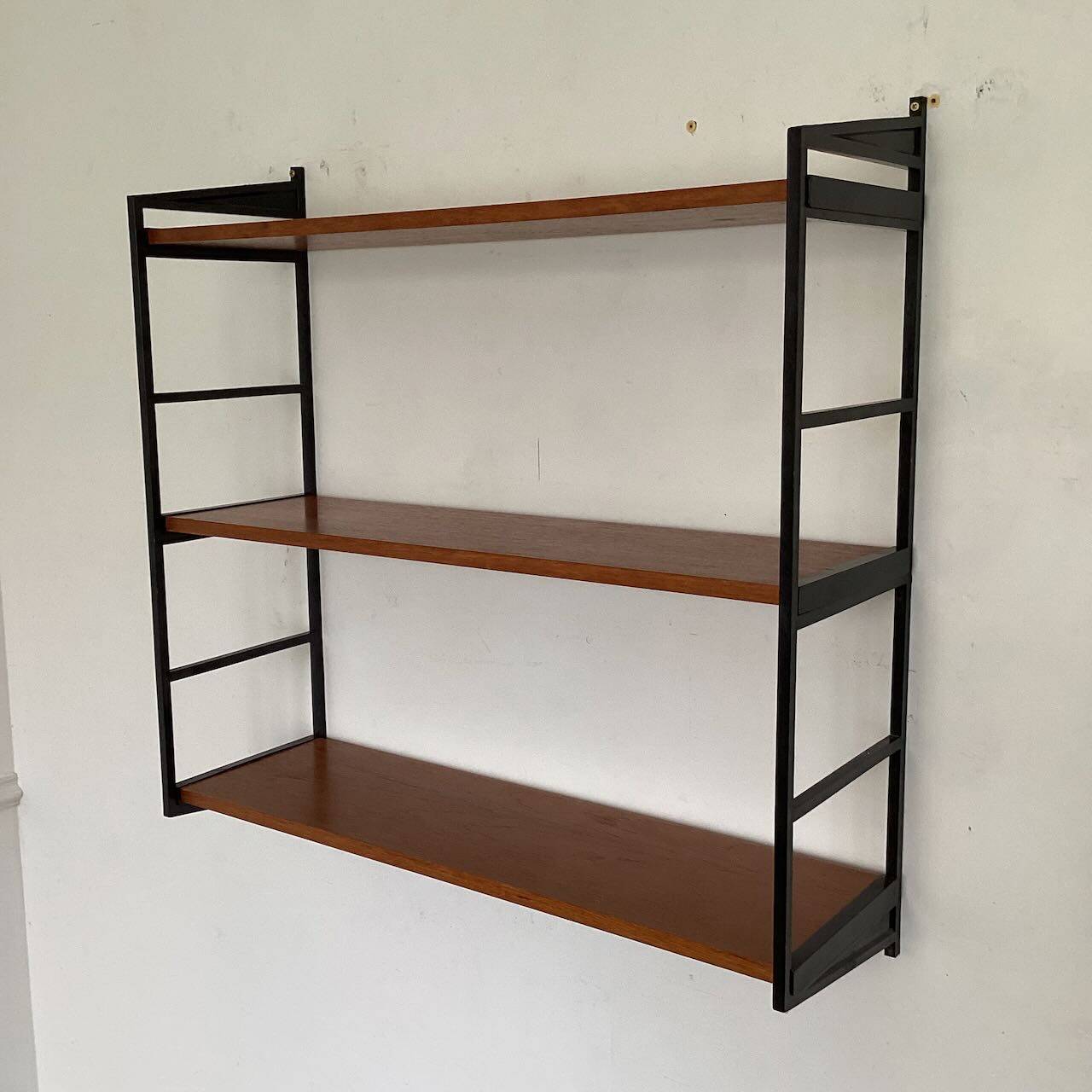 Vintage wood and plastic wall shelves