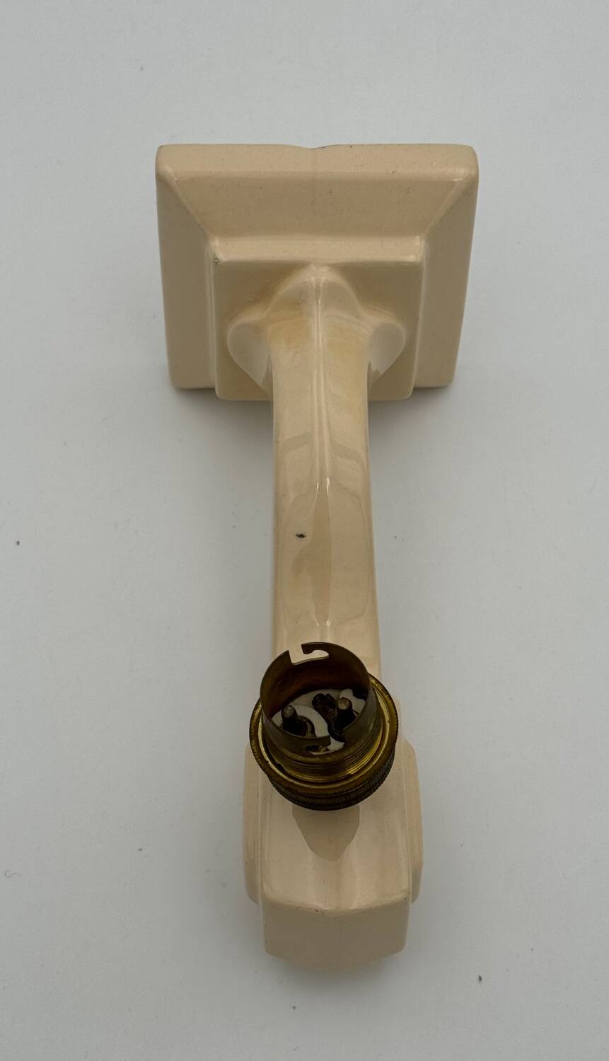 Vintage earthenware wall light, ivory white