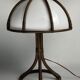 Bamboo rattan mushroom table lamp, Dutch 1970s