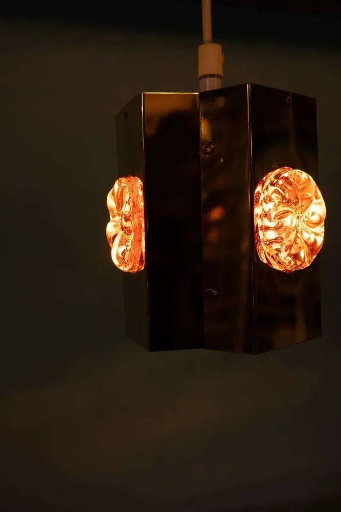 Vintage Danish Design Vitrika Suspension, brass & glass