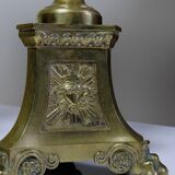 Pair of large 19th century church candlesticks in gilded bronze