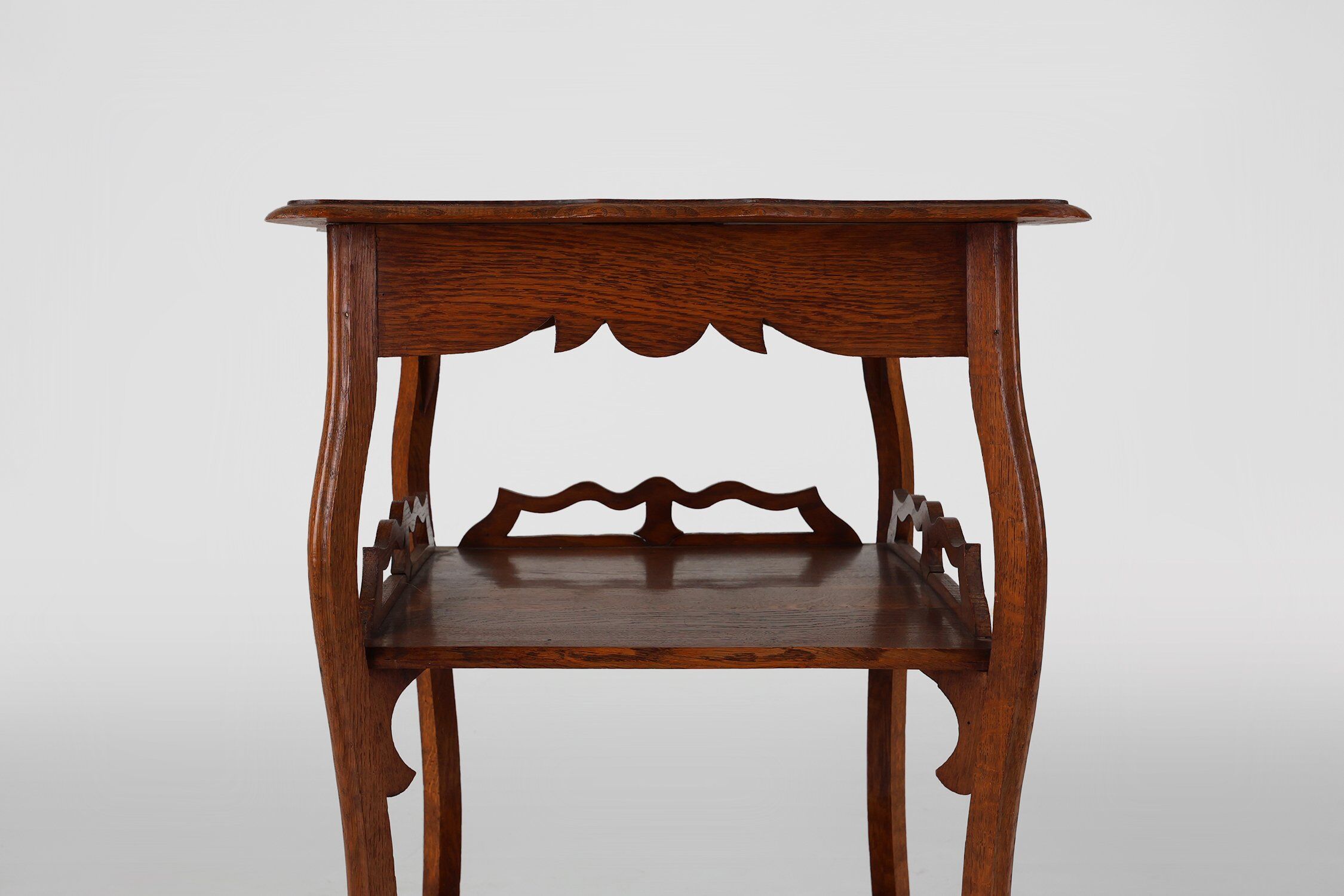 French Art Deco Side Table in Full Oak, 1920