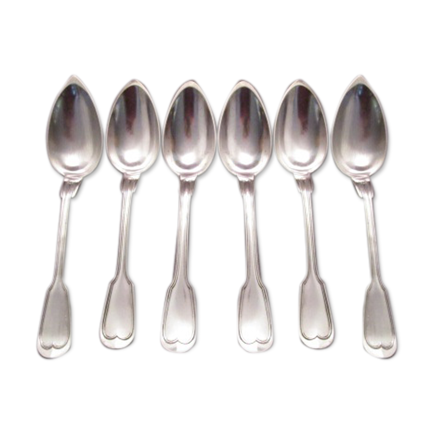 Set of 6 old silver metal spoons mismatched for a chic table