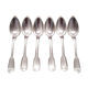 Set of 6 old silver metal spoons mismatched for a chic table