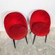 Pair of vintage 1960s cocktail chairs in red velvet.